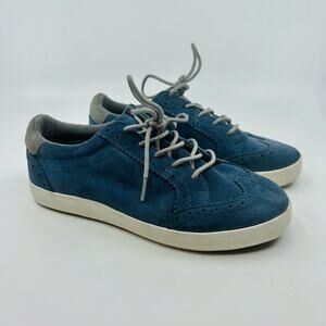 Hanna Anderson Boys Suede Shoes Child 13 Blue/White Lace-Up Sneaker Outdoor Shoe